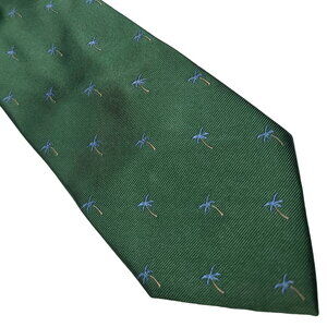 Tommy Hilfiger green blue palm tree silk tie - 58"